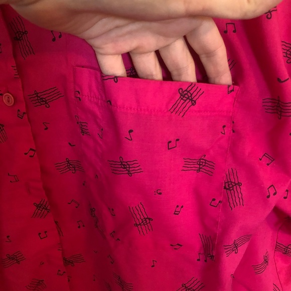 Cutest Vintage 80’s 3/4 sleeve Hot Pink Music Note Blouse M/L - Picture 6 of 8